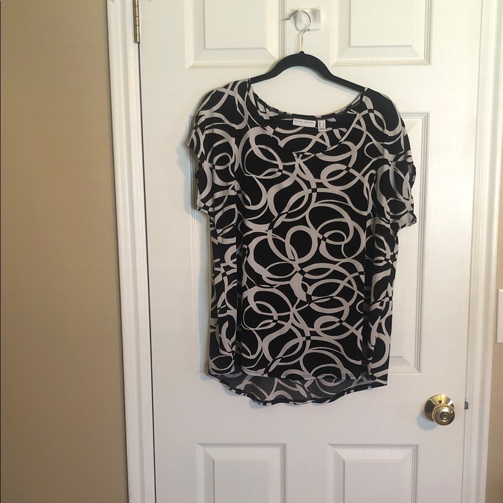 Susan Graver Black and Cream Swirl Blouse
